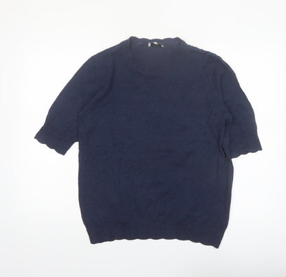 Noa Noa Women's Blue Cotton Short Sleeve Knit Jumper M