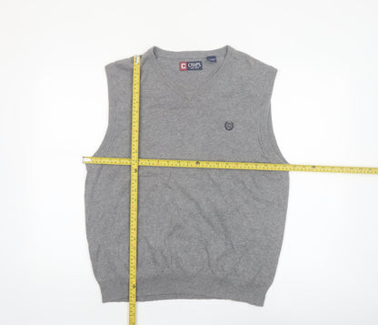 Chaps Men’s Grey Cotton V-Neck Sleeveless Vest Jumper L