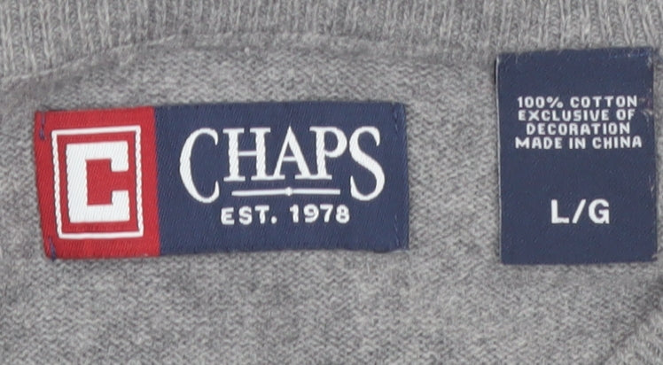 Chaps Men’s Grey Cotton V-Neck Sleeveless Vest Jumper L