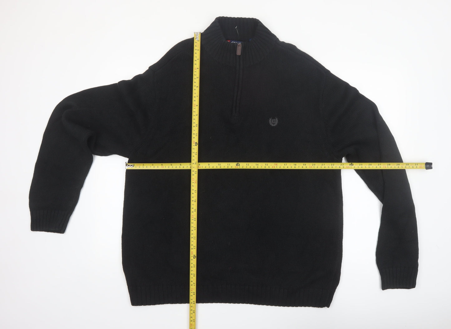 Chaps Men’s Black XL 1/4 Zip Cotton Knit Jumper High Neck