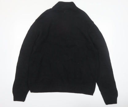 Chaps Men’s Black XL 1/4 Zip Cotton Knit Jumper High Neck