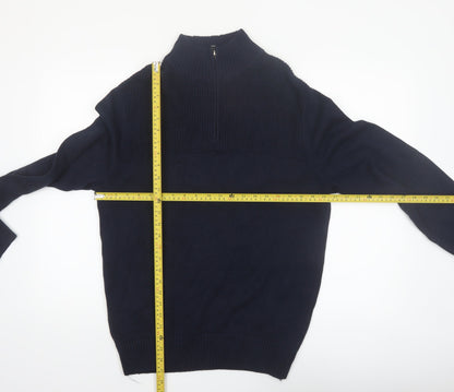 Dockers Men’s Blue Cotton 1/2 Zip High Neck Jumper Size S