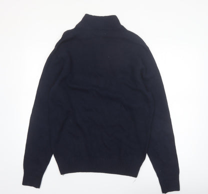 Dockers Men’s Blue Cotton 1/2 Zip High Neck Jumper Size S