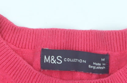 Marks and Spencer Women's Pink Knit 3/4 Sleeve Pullover Jumper M