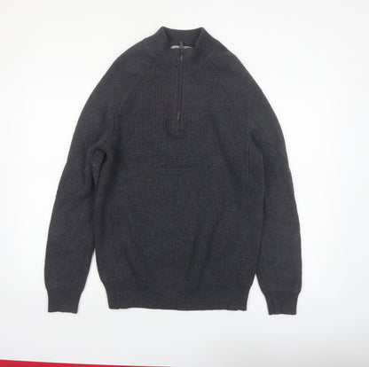 Rainforest Men's Grey 1/4 Zip High Neck Knit Jumper Size L
