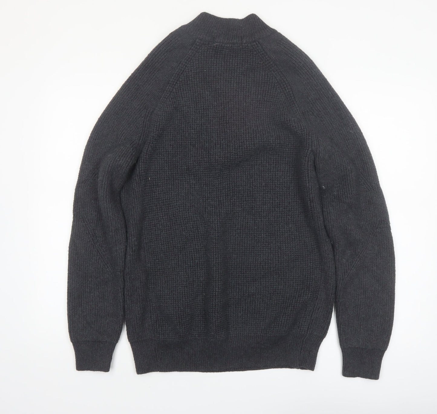 Rainforest Men's Grey 1/4 Zip High Neck Knit Jumper Size L