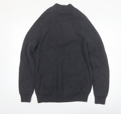 Rainforest Men's Grey 1/4 Zip High Neck Knit Jumper Size L