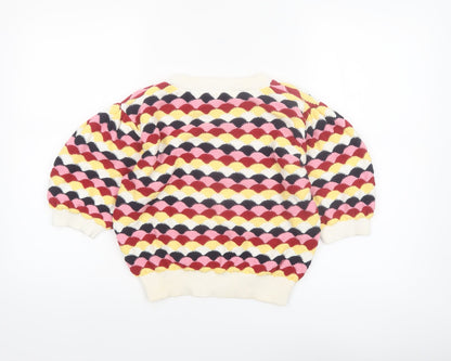 Zara Women’s Multicoloured Cotton Puff Sleeve Jumper Size 12