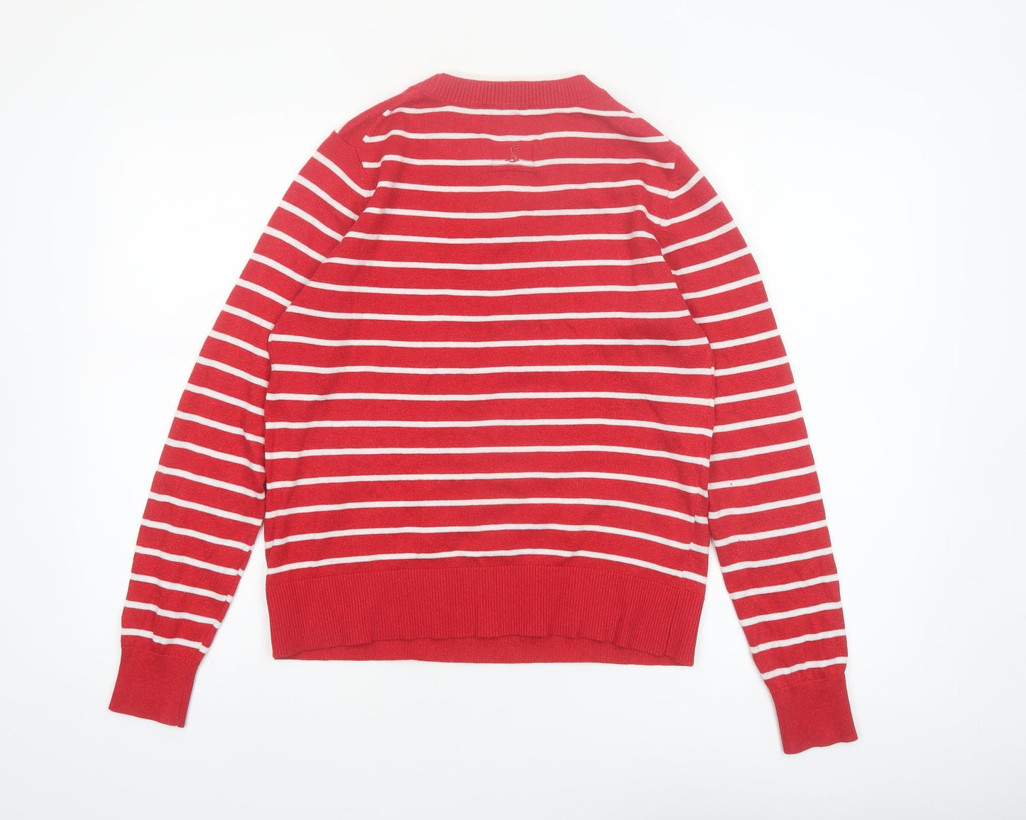 Joules Women’s Red Striped Christmas Pudding Sequin Jumper Size 8