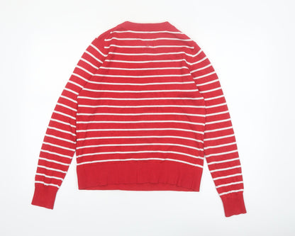 Joules Women’s Red Striped Christmas Pudding Sequin Jumper Size 8