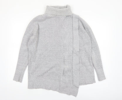Wallis Women’s Grey Roll Neck Cable-Knit Pullover Jumper Size M