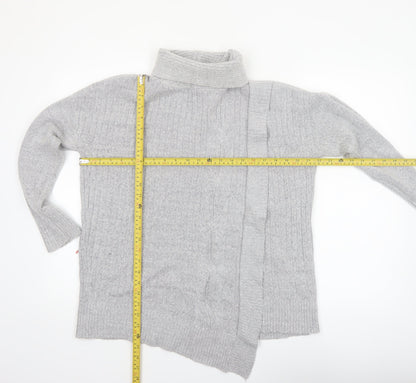 Wallis Women’s Grey Roll Neck Cable-Knit Pullover Jumper Size M