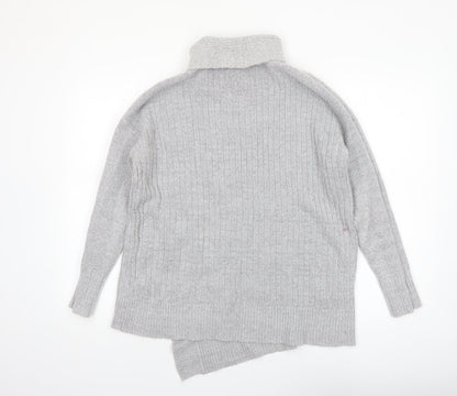 Wallis Women’s Grey Roll Neck Cable-Knit Pullover Jumper Size M