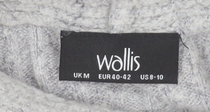 Wallis Women’s Grey Roll Neck Cable-Knit Pullover Jumper Size M