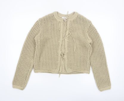Marks and Spencer Women's Beige Open-Knit Cardigan Size L