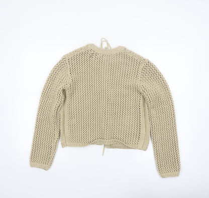 Marks and Spencer Women's Beige Open-Knit Cardigan Size L