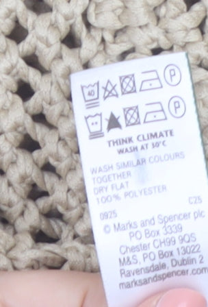 Marks and Spencer Women's Beige Open-Knit Cardigan Size L