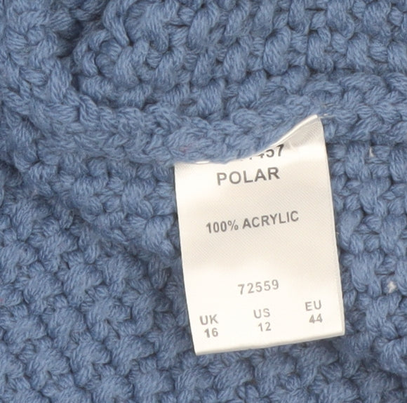 Cotton Traders Womens Blue Cable-Knit Sleeveless V-Neck Vest Jumper Size 16