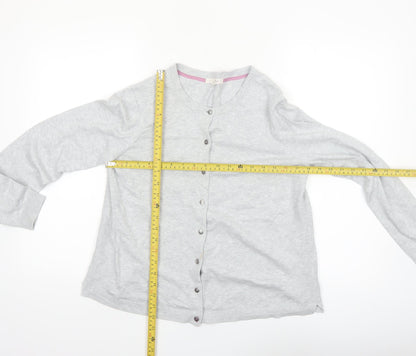 White Stuff Women's Grey Cotton Blend Crew Neck Cardigan Size 12