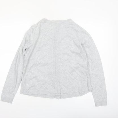 White Stuff Women's Grey Cotton Blend Crew Neck Cardigan Size 12