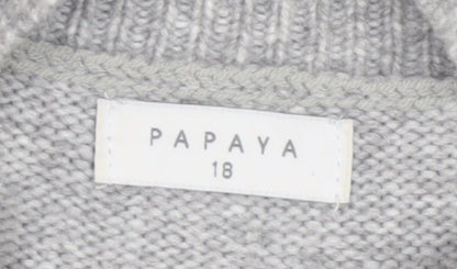 Papaya Women’s Grey Cable-Knit Sleeveless Mock Neck Jumper Vest Size 18