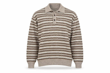 Next Men’s Beige Wool Blend Collared Henley Jumper Size L
