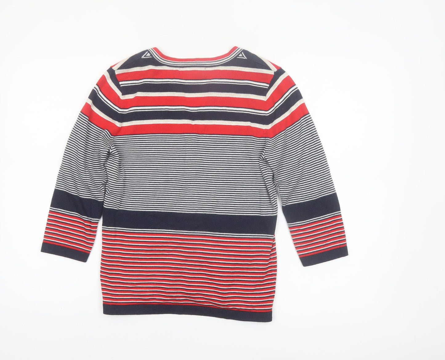 Monsoon Women's Multicoloured Striped Cotton V-Neck Cardigan Size 10