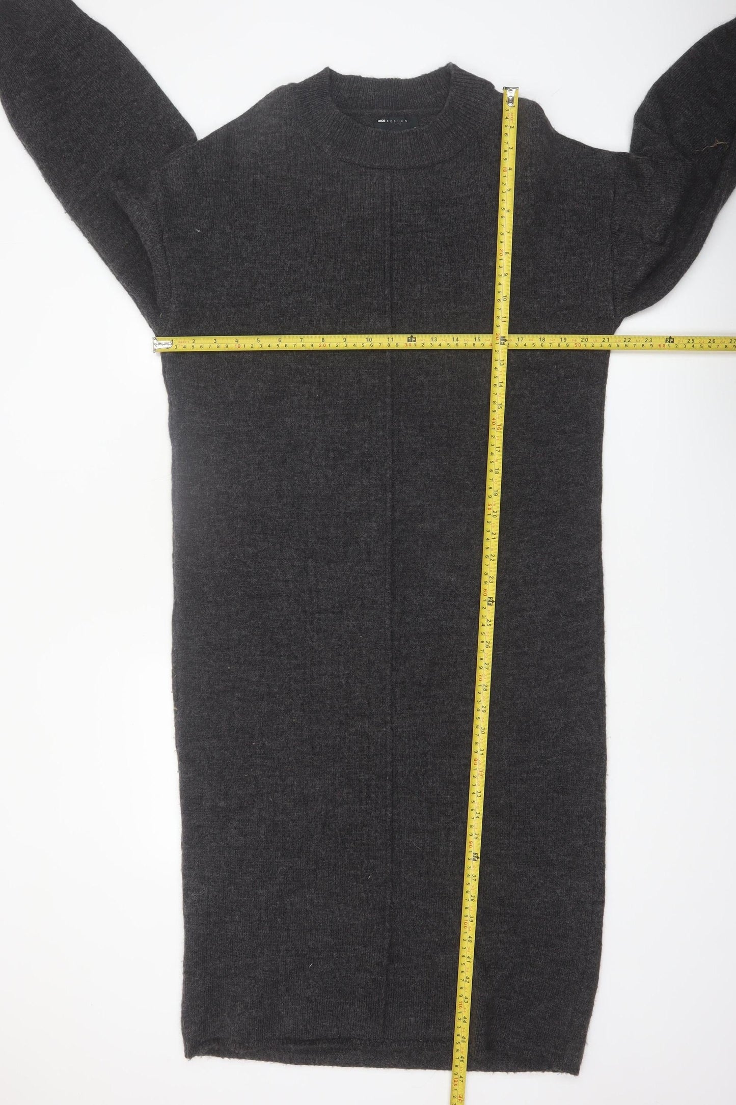 ASOS DESIGN Women’s Black Wool Blend Long Sleeve Midi Jumper Dress Size S