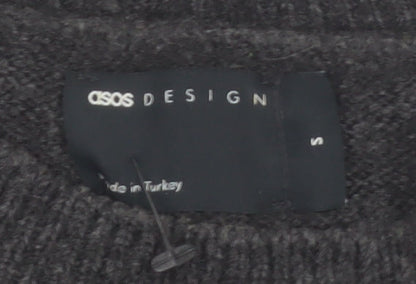ASOS DESIGN Women’s Black Wool Blend Long Sleeve Midi Jumper Dress Size S