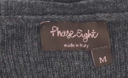 Phase Eight Women Grey Knit Striped Jumper Dress Size M
