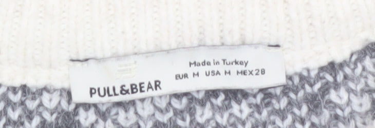Pull&Bear Women Ivory Deer Graphic Knit Jumper Size 12