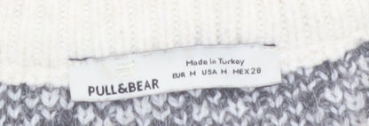 Pull&Bear Women Ivory Deer Graphic Knit Jumper Size 12
