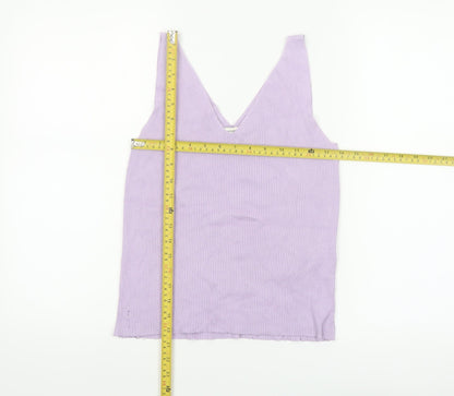 Jacqueline de Yong Women’s Purple V-Neck Sleeveless Knit Tank Top XL
