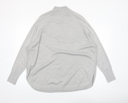 Marks and Spencer Women's Grey Argyle Mock Neck Knit Jumper Size M