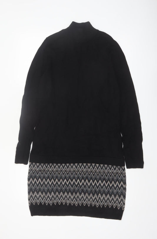 Cynthia Rowley Women’s Black Wool Knit Jumper Dress L
