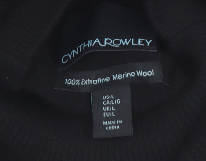 Cynthia Rowley Women’s Black Wool Knit Jumper Dress L