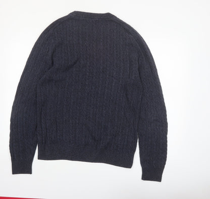 Next Men's Blue Cable Knit Cotton Jumper L Crew Neck Pullover