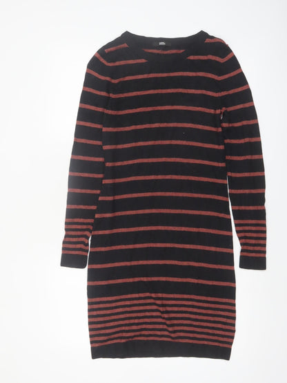 Marks and Spencer Women Black Striped Jumper Dress Size 10