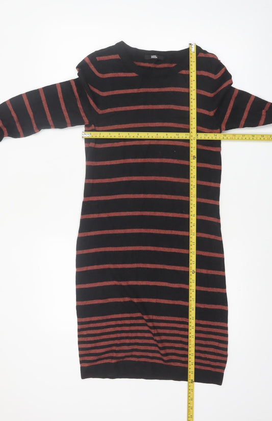 Marks and Spencer Women Black Striped Jumper Dress Size 10