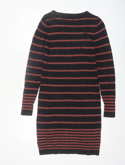 Marks and Spencer Women Black Striped Jumper Dress Size 10