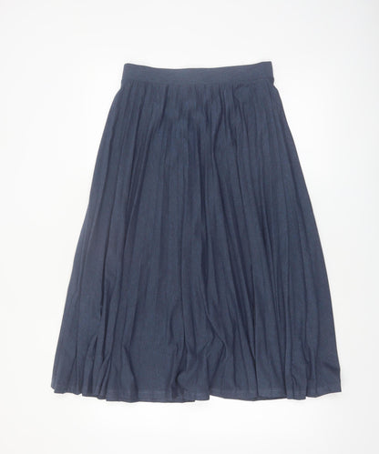 Marks and Spencer Women Blue Size 8 Pleated Midi Skirt