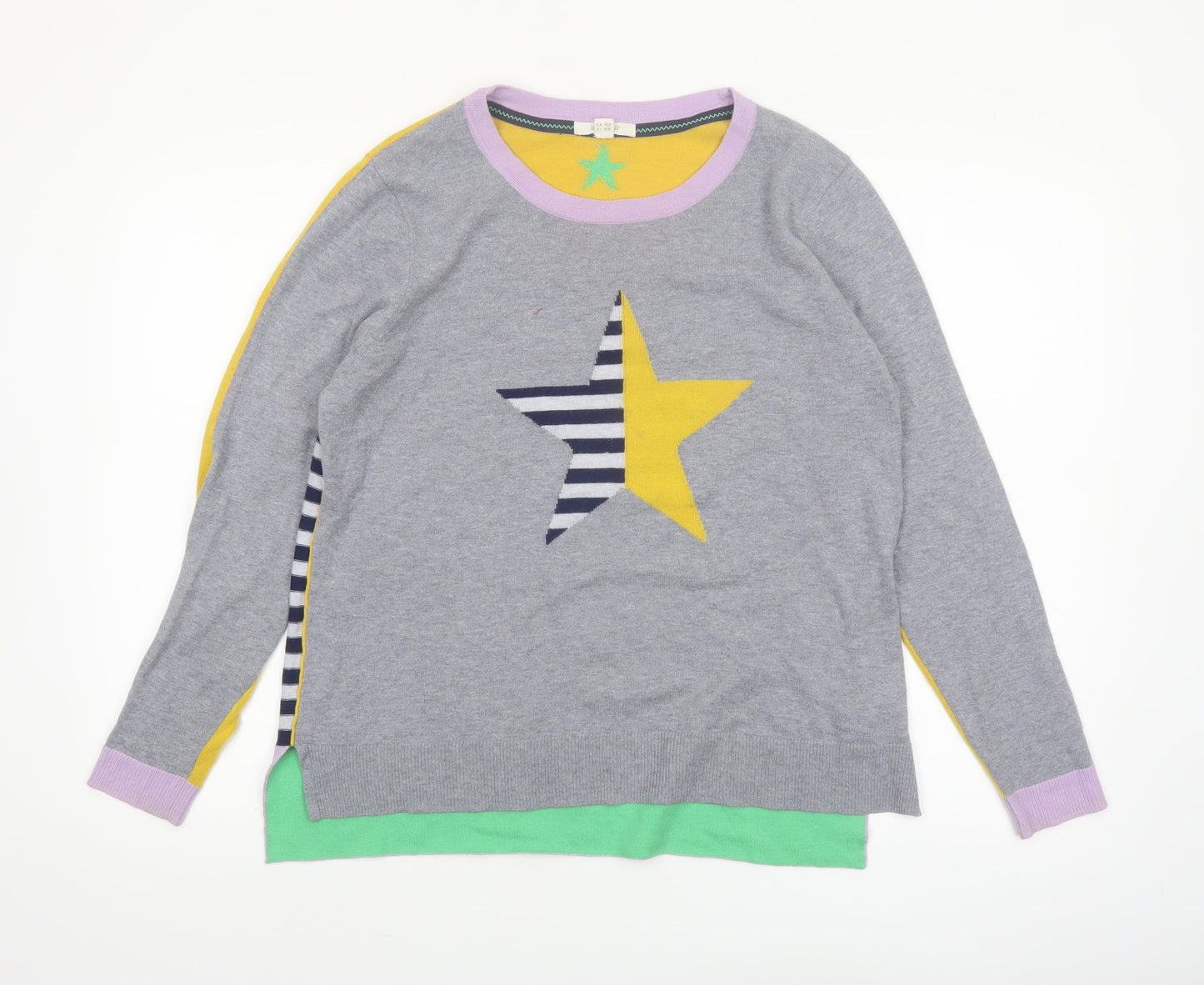 White Stuff Women’s Multicoloured Wool Cotton Star Jumper Size 14