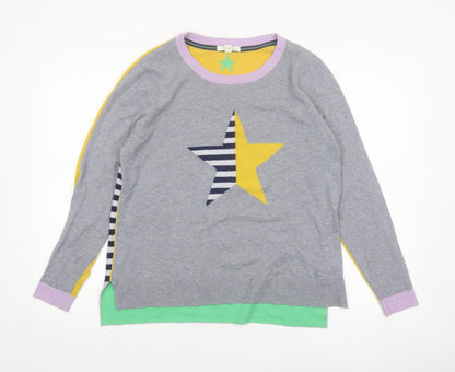 White Stuff Women’s Multicoloured Wool Cotton Star Jumper Size 14