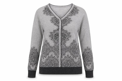 Blarney Womens Grey V-Neck Long Sleeve Button Cardigan M