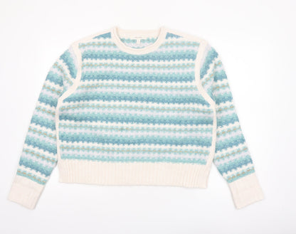 Marks and Spencer Per Una Womens Blue Striped Pullover Jumper M