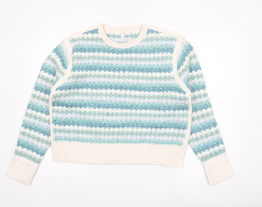Marks and Spencer Per Una Womens Blue Striped Pullover Jumper M