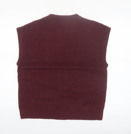Amara Reya Womens Red Cable-Knit Sleeveless Vest Jumper Size 14