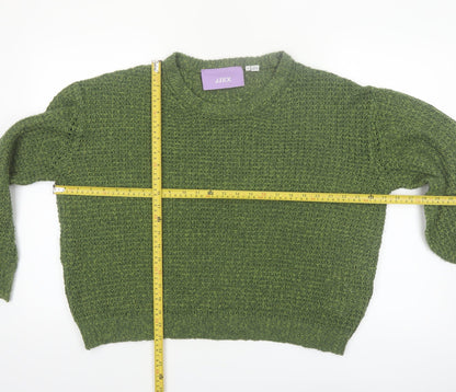 JJXX Womens Green Acrylic Waffle-Knit Pullover Jumper XL