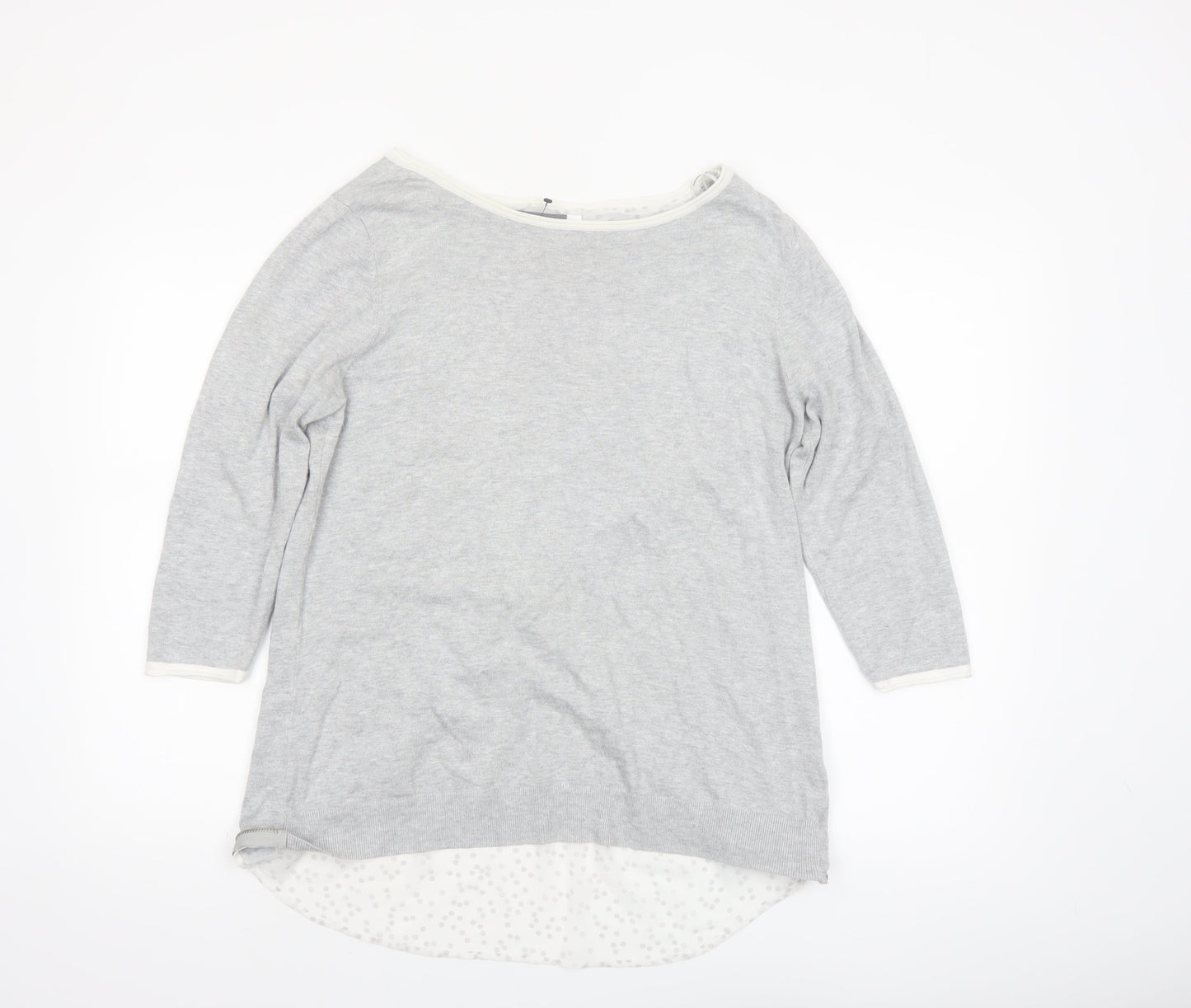 Mint Velvet Women’s Grey Size 14 Boat Neck 3/4 Sleeve Pullover Jumper