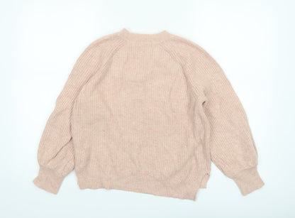 Marks and Spencer Womens Pink Alpaca Blend Crew Neck Jumper Size Small